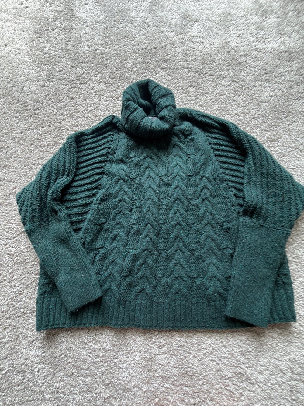 J. Jill Forest Green Cable Turtleneck Sweater